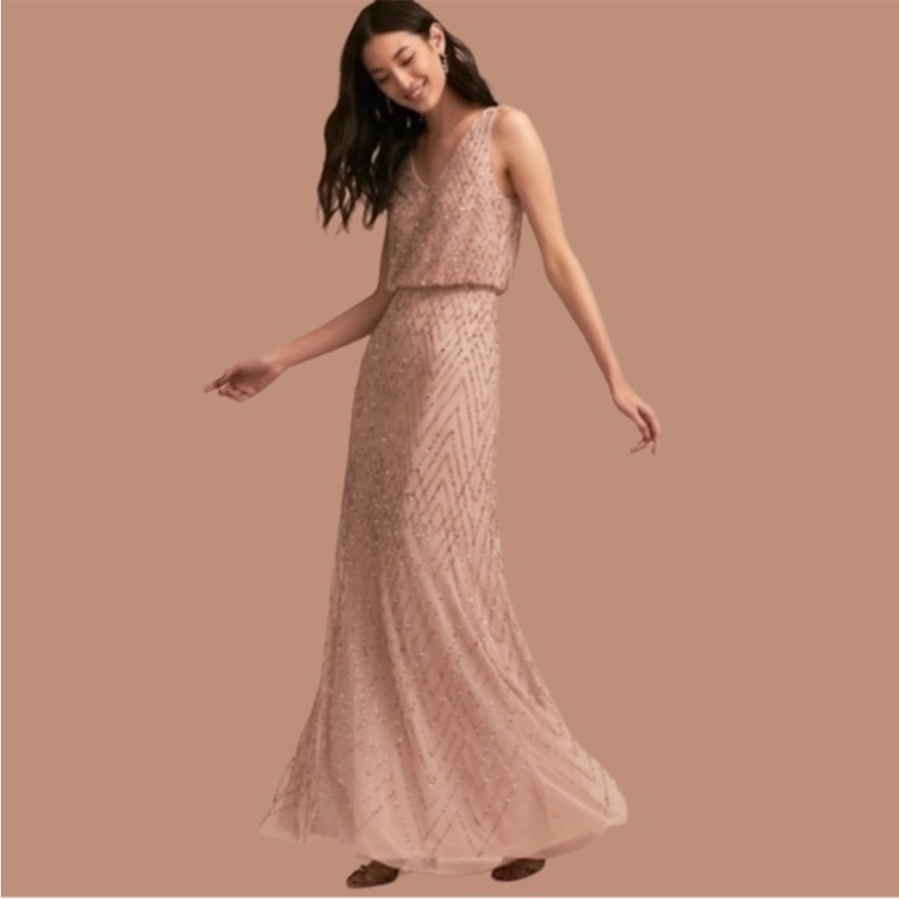 BHLDN size 2 champagne sequined gown. Never worn.